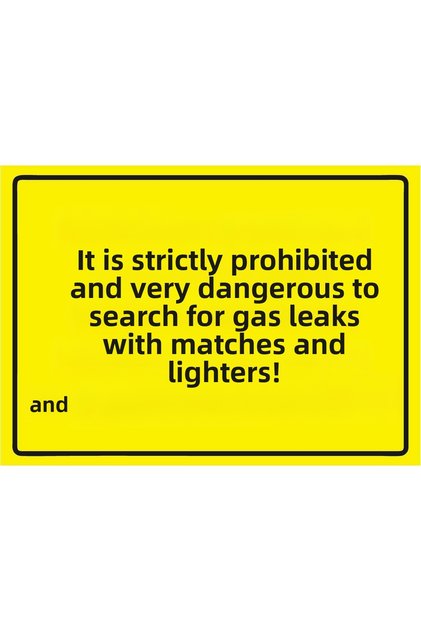Absolutely Prohibited to Light a Cigarette and Search for Gas Leaks - Very Dangerous Warning Sign Laminated 21X30 cm