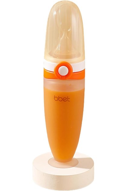 Silicone Baby Food Feeder Bottle with Flip Button - 120ML BPA-Free Squeeze Feeder for Toddler
