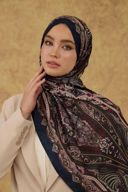 شال إسبيكان ناعم أزرق كحلي 3052-09