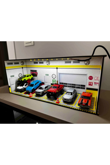 Hot Whells Led Işıklı Sarı Garaj – 1:64 Ölçekli Araba Maketi Diecast Diorama