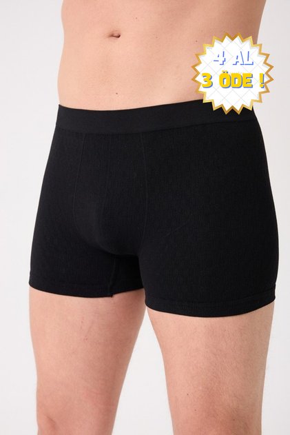 Men's Seamless Black Boxer