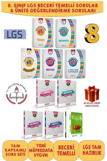 Başat-Deneme Dükkanı 8. Sınıf LGS Beceri Temelli Testler + Ünite Değerlendirme Sınavları + Hediye