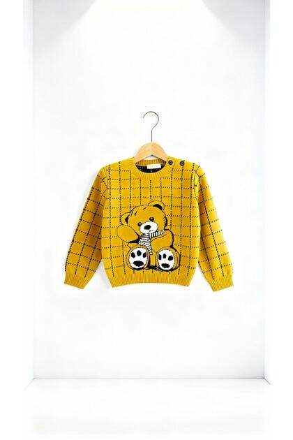 Unisex children's teddy bear print knit sweater