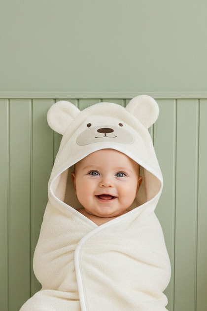 100% Cotton Teddy Bear Towel Swaddle Beige (75X75 cm)