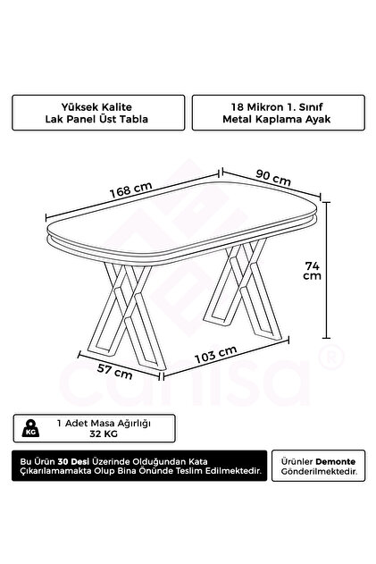 Canisa Zae Serisi 90x168 Lak Panel Krom Ayak Antrasit Ironi Masa