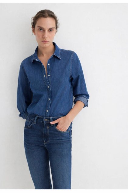 Janet Dark Blue Denim Jean Gömlek Fitted / Vücuda Oturan Kesim 1211045-90089