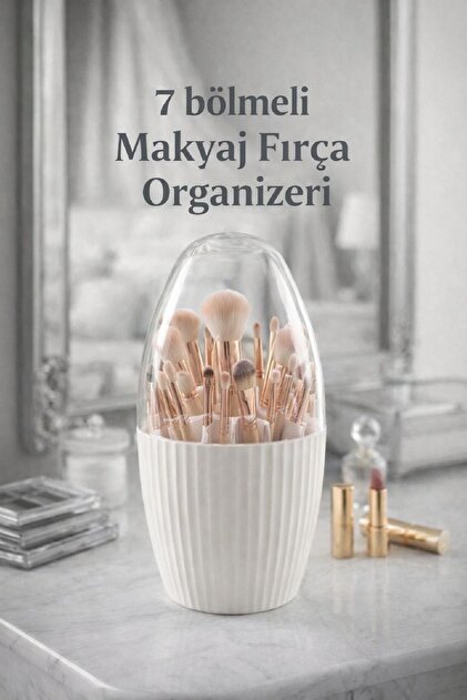 7 Bölmeli Makyaj Organizeri Kozmetik Banyo Düzenleyici Makyaj Fırçası Kutusu Diş Fırçası Organizer