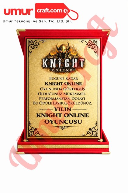 Yılın Knight Online Oyuncusu Kadife Kırmızı Plaket KİŞİYE ÖZEL İSİM YAZILIR