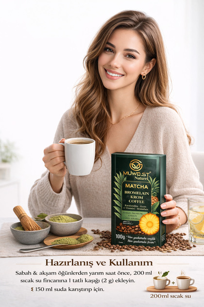 Muwest Naturel Matcha Bromelain Kahve Premium Seri - Fiyatı, Yorumları