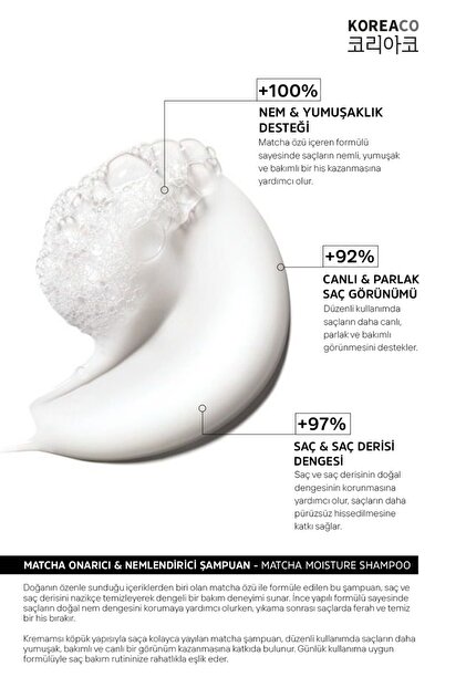 KOREACO Matcha Therapy Mucize Moisture Shampoo | Nemlendirici
