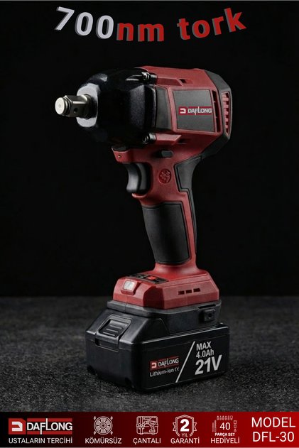 PRO DİJİTAL EKRANLI DİJİTAL AYARLANABİLİR DEVİR GÜÇLÜ 700NM TORKLU ŞARJLI SOMUN SÖKME DFL-30
