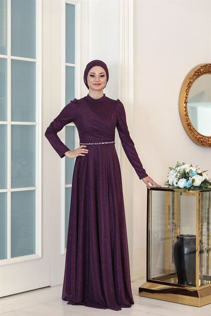 Büyük Beden Abiye Işıl Mor