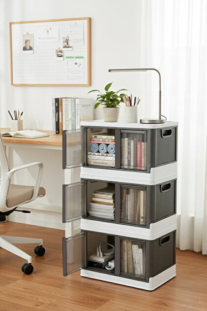 Vienev Çok Amaçlı Istiflenebilir Katlanır 3'lü Antrasit