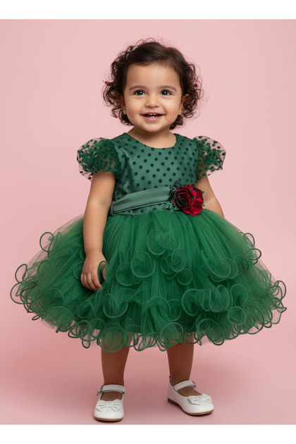 Puffy Skirt Polka Dot Girl's New Year's Dress