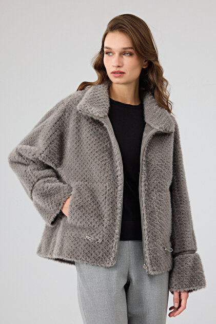 Derimod Luzern Kadın Gri Çift Taraflı Teddy Mont 25WGP5318FF