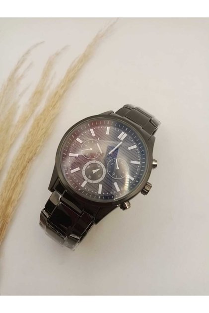 Steel Cord Men's Wristwatch- Black Color Cord - Black Dial-Striped Model - 6025