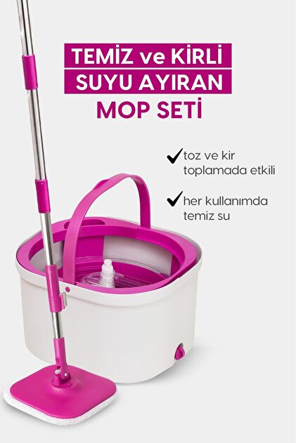 DarkCloud Clean Water Temiz Kirli Suyu Ayırma Özellikli Mop Seti