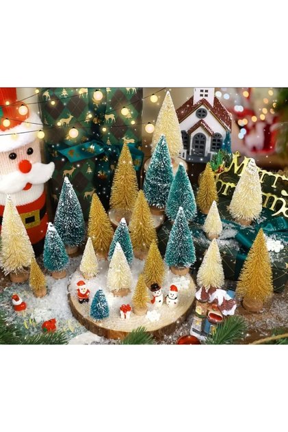 Led Fairy Daylight + Set of 3 Christmas Trees (Mixed Colors) Mini Pine Trees