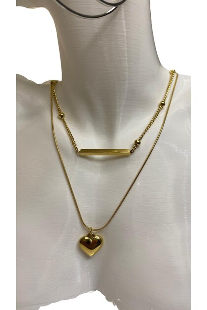 Double Style Necklace with Hearts Indecisive Steel 782