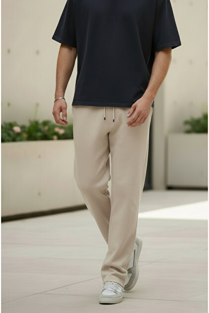 GRIS Big pocket Pants ベージュ Sizce Moda Beige Baggy Wide-Leg Waist Elastic Pocket Detail Piqué