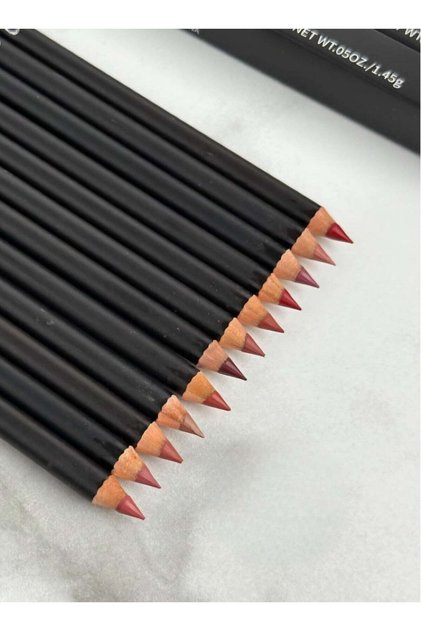 مجموعة أقلام تحديد شفاه مقاومة للماء، 12 قلمًا متعدد الألوان
