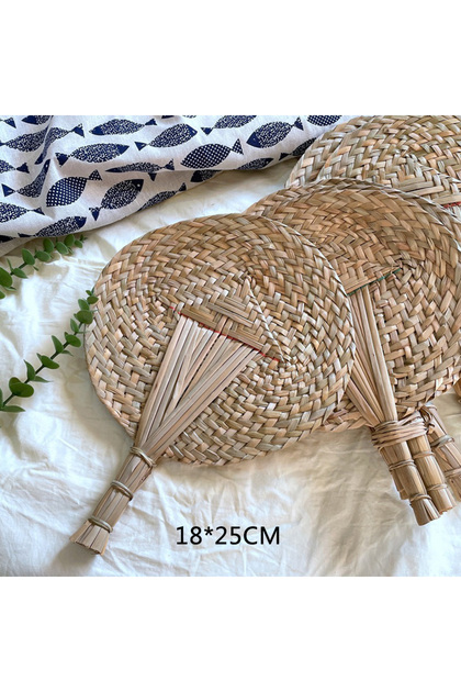 SW90276 1PC Handmade Rattan Straw Fan for Living Room Bedroom Wall Hanging DIY Wedding Party Home De