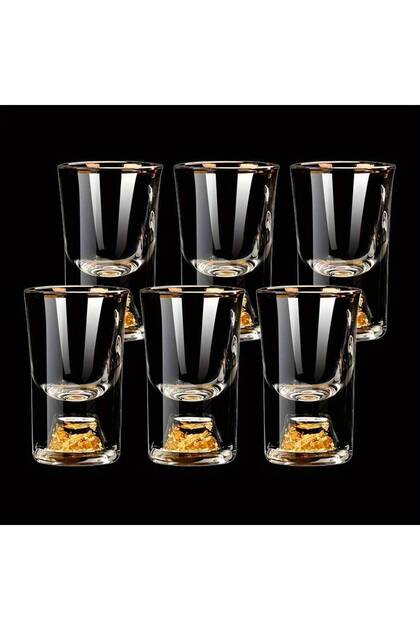 15ml 6pcs gold foil 6Pcs 0.5Oz/15ml Premium Shot Glass Cups With Gold Leaf Detailing - Elegant Liquo