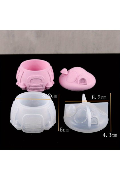 1set 1Pc DIY Mushroom House Jar Silicone Molds Crystal Plaster Storage Box Jewelry Molds Epoxy Resin