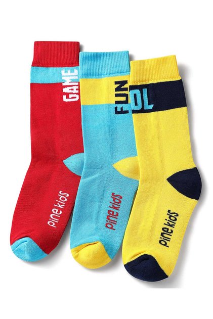 Knit Ankle Length Silvadur Antimicrobial Socks with Text Design (Pack of 3) - Assorted