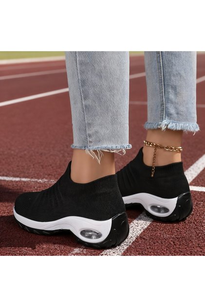 Women's Walking Shoes, Women's Breathable Lace-Free Belt Flat-Soled Sports Shoes