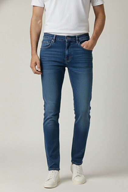 Erkek Likralı Slim Fit Denim Kot Pantolon