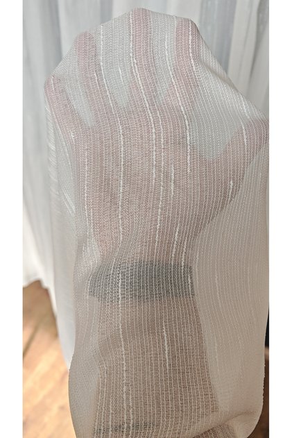 Ecru Linen Crinkled Tulle Curtain 1/3 Dense Pleats Wrinkle-Resistant No Ironing Required Suitable for Any Room