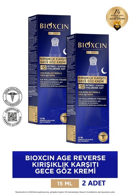 Age Reverse Anti-Wrinkle Eye Cream 2X15 ml - 10% Retinol, Caffeine, Plumpness, Firmness