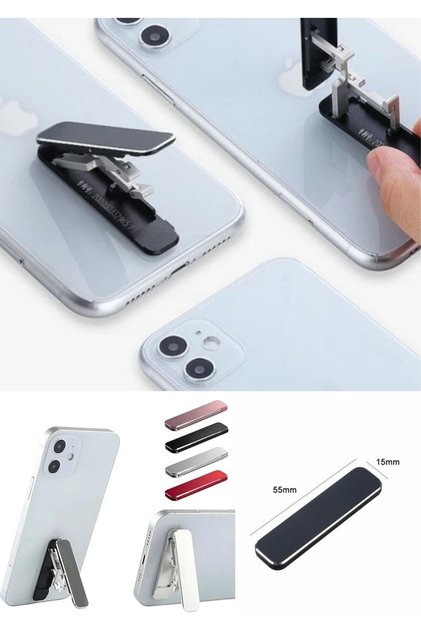 Kendinden Yapışkanlı Ultra İnce Telefon Standı Katlanabilir Cep Telefonu Tutucu Şık Masaüstü
