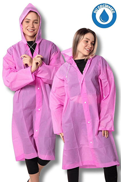 Women Men Raincoat Hooded Snap Fastener Eva Pink Raincoat Bymmrc881R17