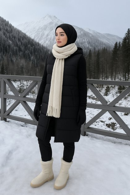Costum de schi modest, căptușit cu lână pentru iarnă
