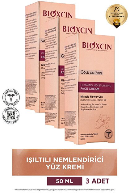 Bioxcin Gold On Skin Işıltılı Yüz Kremi 3x50 Ml Hyalüronik Asit