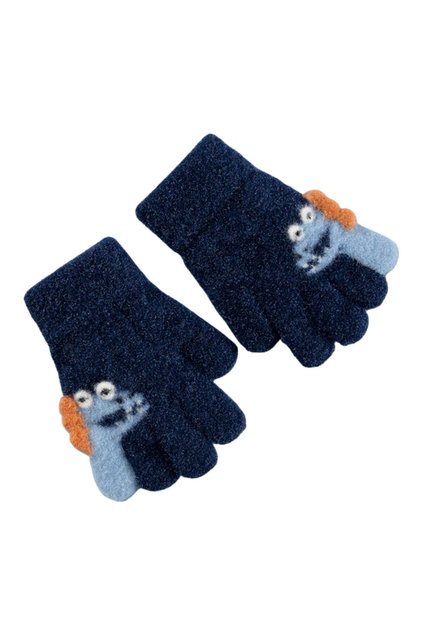 Warm and Cute Boy's Navy Blue Little Finger Blue Orange Dino 1-4 Years Old