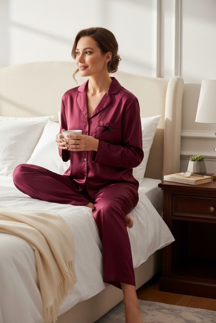 Women's Satin Long Sleeve Pajama Set