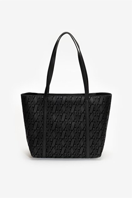Armani Exchange Jakarlı Logo Baskılı Çift Tutma Saplı Büyük Çanta