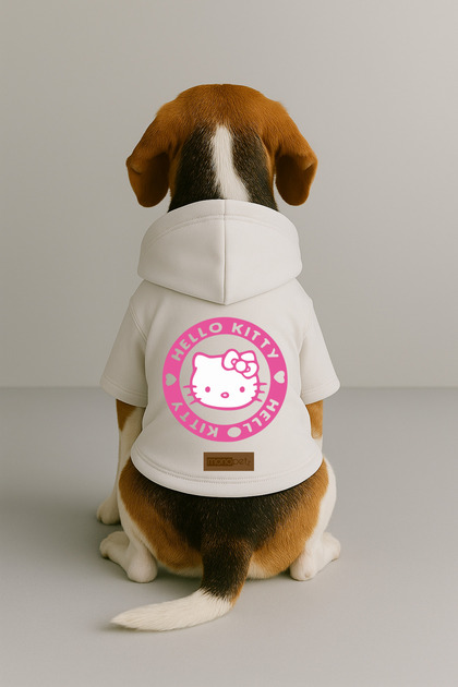 Printed Dog and Cat Clothing & Dress with Fleece Inside - White Color K Hooded Hoodie Bf568