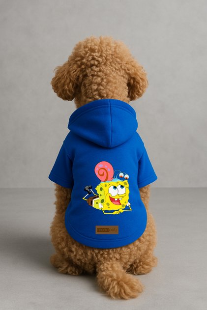 Printed Dog and Cat Clothing & Dress with Fleece Inside - Blue Color K Hooded Hoodie B2239