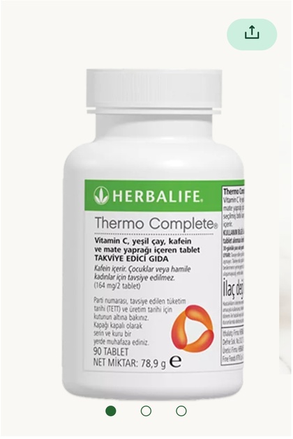 Herbalife Thermo Complete® 90 Tablet C Vitaminli, yeşil çaylı ve