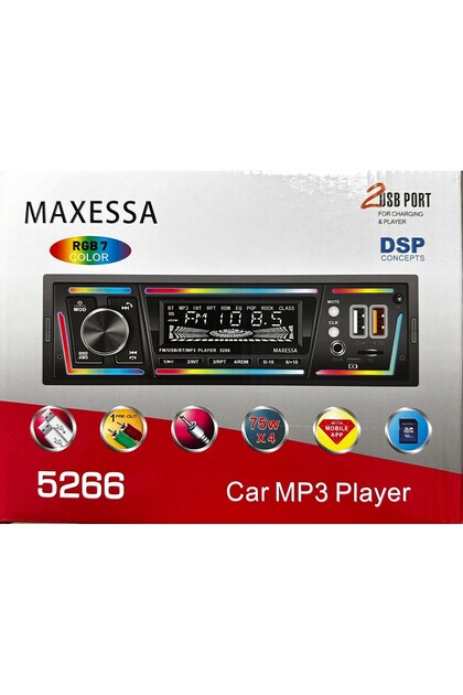 SoundDrive 5266 Oto Teyp Bluetooth USB AUX RGB 7 Renk DSP 4x75W