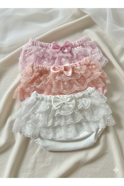 3-Pack Lace Bow Baby Pants Baby Gift