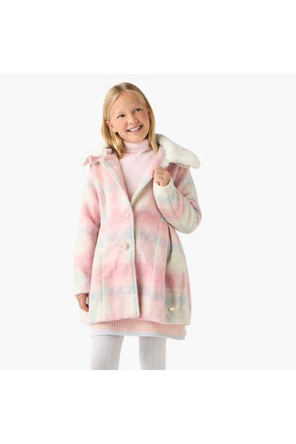 Checked Coat with Long Sleeves