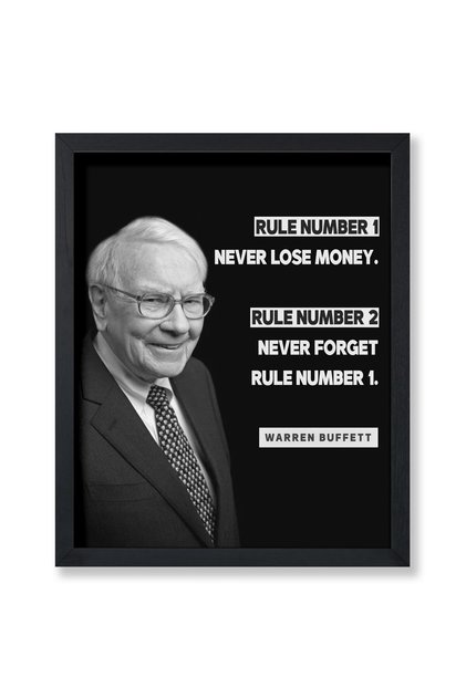 ALAYRA Poster Master Never Lose Money Poster - Warren BufPrint - Motivational Art - Positive Quotes Art - Gift for Men & Women - Funny Inspiring Decor for Living Room or Office -20.3X25.4 CM