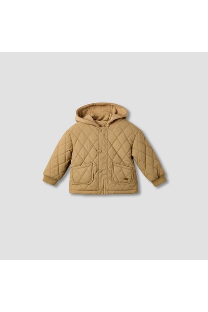 Quilted Heavy Jacket with Hood and Long Sleeves