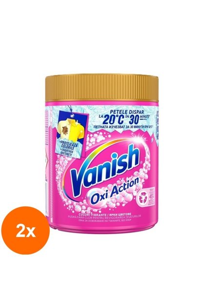 Set 2 x Pudra pentru Indepartat Pete, Oxi Pink, pentru Tesaturi Colorate, 470 g