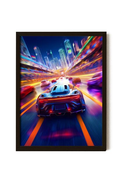 ALAYRA Super Car Posters for Boys Room - Neon Sports Car Racing Wall Decor, Colorful Modern Cars Wall Art Prints, Cool Street Race Car Pictures (UNFRAMED)40X30 CM